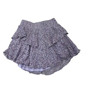 Altar'd State Gracelynn‎ Purple Floral Ruffle Skirt Smocked Waist Boho Small